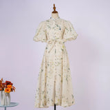 Fongt Court Style High Design Feeling Heavy Industry Nail Drill Short Sleeve Single Buckle Dress + Sling