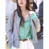 Splicing Color Fake Two Knitted Cardigan Women's Loose Spring Dress Folded To Wear Thin Sweater Color Coat-Outfit