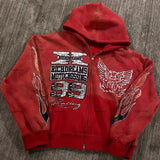 Fongt Street H-Hang Hop Stars Girl Print Black Zipper Hoodie Women Y2k Harajuku Jacket
