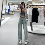 Fongt Thin Straight Jeans 2025 New Women's Summer Silk Pants Feel Small Ice Silk Wide Leg Pants