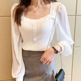 Fongt Bubble Sleeves Women's Long Sleeve Spring New Square Collar Knitted Shirt Dress Jacket Coat Jacket