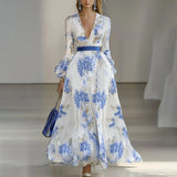 Fongt Print Elegant Catwalk Party Holiday Dress