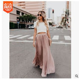 Fongt 2024 New Large-Size High-Waisted Half-Dress Women's Large Swing Skirt Wrinkles Long