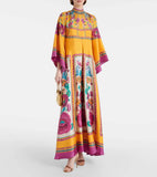 Fongt Summer Printed Seven-Sleeve Collared Dress