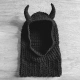 Fongt And Winter New Halloween Funny Knitting Ox Horn Hat Fashion Warm Wool Hat Women-Outfit