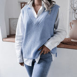 2025 V-Neck Casual Casual Knitted Sweater Vest Vest Wish Women's