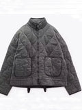 Fongt Temu Same Jacket Autumn And Winter New Top Lingge Quilt Cotton Suit Loose Coat Casual