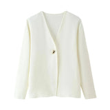 Fongt 2025 Spring Asymmetrical Button Decoration Knits 4192005712