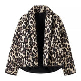 Fongt Women's Explosive Two-Colored Leopard Cotton Coat