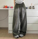 Logo Print Vintage Washed Baggy Sweatpants-Outfit