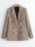 Plaid Blazer for Women Elegant High Quality Office Outfits New In Jacket Double Breasted Coat Oversized Blazer De Mujer-Outfit