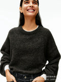 Fongt Soft-Gried Gray Sweater Woman 2025 Autumn And Winter Loose Thick Sheep Velvet Collar Knitted Shirt