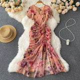 Fongt Cold Sister Goddess Fan Dress Heart Machine Draw Folding Belt Irregular Chopped Fishtail Skirt Dress
