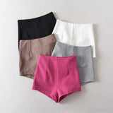 Trendy Ladies' High-Waisted Suit Shorts Summer's New Spicy Girls' Solid-Color Tight-Fitting Buttocks Hot Pants-Outfit
