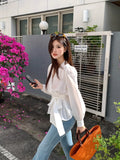 Fongt Xixi 13 Line 2025 Spring New Strap Solid Loose Shirt Long-Sleeved Top Woman 89181