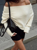 Fongt Sense Elastic Towel Cloth Shoulder Double Sweater Cover Autumn And Winter Loose Leisure Lazy Wind