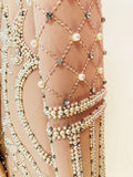 QUALITY Newest 2023 Fashion Designer Women's Shawl Collar Stunning Diamonds Pearls Beaded Blazer