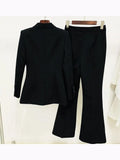 QUALITY Newest 2023 Runway Designer Suit Set Women's Career Fashion Single Button Blazer Flare Pants