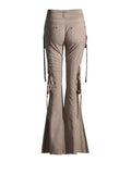 Fongt 2024 New High Waist Horn Trousers Overalls Style Slim Show Thin Versatile Ribbon Decoration Floor Casual Pants-Outfit