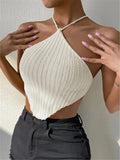 Fongt Neck Knitted Vest Design Sweater Wrapped Blouse
