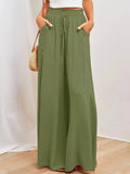 2023 Spring Summer Women Wide Leg Pants Casual High Waisted Long Skirt Pants for Girls Lace-Up Pants Брюки С Высокой