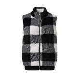 Fongt Women's Vest 2025 New Lattice Plush Shirt Vest Collar Sleeveless Women's Coat