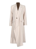 Fashion Irregular Design Long Coat 2025 Summer New Slant Door Fowl Solid Color With Wind Coat