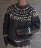 Fongt And Winter Fair Island Jack Flower Sweater Men's Korean Version Of Loose Minority Ethnic Style Design Knitted Shirt