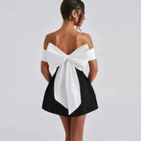 Fongt Women's Clothing INS Net Red Pop Bow Dress Cross Asymmetric Top - Long-Term Stocking