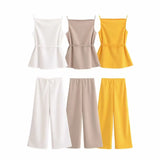 Fongt Homemade New Women's Dress Three-Color Jewison-Selecting Soft Blouse Wide Leg Trousers 3644628
