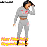 Pink Letter Print Sweatsuits Long Sleeve Hoodies And Jogger Pants Two Piece Sets Tracksuit Female Fall Winter