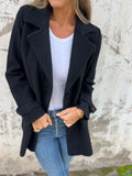 Fongt Autumn And Winter New Women's Wool Coat Casual Loose Collar Fake Pocket Open Shirt