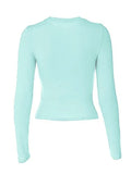 Solid Color Long Sleeve Top-Outfit