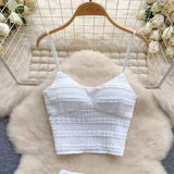 Fongt White Sling With Breast Vest Body Bm Half-Dress Short Skirt Two Sets With Short Top Summer
