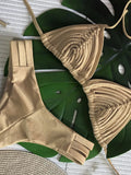 Solid Color High Open Split Split Swimsuit Woman 2025 New Strap Sexy Bareback