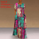 Printed Maxi Dress 2022 Casual Women's Summer Sundress VONDA Bohemian Female Printed Robe Short Sleeve