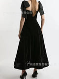 Fongt Women's Slings Slings Body Splicing Velvet Dress
