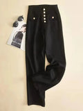 Leg Pants Women High Waist Casual Pants LOOSE Chic Point Button Design Women's Clothing Spring Summer 2023 Fashion