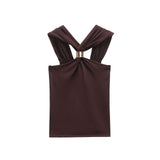 Fongt Homemade New Women's Oceaned Seam-Time Casual Golden T-M�Ling Hanging Neck 4938116