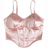 Fongt Satin Show Chest Bundle Waist Sexy Sling Show Back Vest Female Summer Small Top