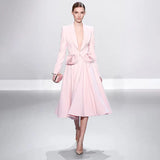 Fongt Wind Niche Stereo Rose Cut Deep V Collar 2024 Autumn New Solid Color Small Suit Short Coat Female-Outfit