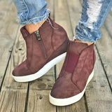 PU Leather Sneakers Spring Autumn Female Vulcanizate Shoes Platform Casual Flat Shoes Lady High-tops Wedge Heel