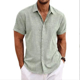 Fongt Men's Linen Short-Sleeved T-Shirts For Free-Fitting Sweatshirts For Men's Short-Sleeved Cotton Shirts Beach Plus-Size Men's Short-Sleeved