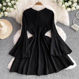 Fongt High-End Knitted Dress Women Autumn And Winter Royal Sister Temperament Dating Short Skirt French Waist Sweater Skirt
