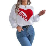 Fongt Shooting Autumn And Winter Casual Valentine's Day Love Love LOVE Long-Sleeved Jacket Sweater Women's Clothing