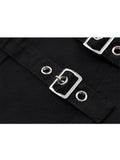 Dark Sexy Gothic Mini Skirts Black Grunge Punk Style Pleated High Waist Women Skirt With Rivet Patchwork Fashion