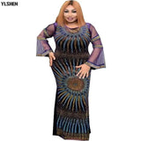 Velvet African Dresses For Women Dashiki Mesh Ruffle Sleeve Robe African Dress Africa Clothes Christmas Diamond Party Maxi