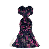 Fongt Cold Sister Goddess Fan Dress Heart Machine Draw Folding Belt Irregular Chopped Fishtail Skirt Dress