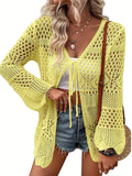 Fongt Beach Knitted Jersey In Summer 2025 Sexy Solid Color Knitted Beach Swimwear Shirt Sunscreen Cardigan
