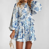 Fongt 2024 New Women's Temperament Elegant Fashion Long Sleeve With National Style Print